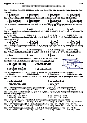 Toán khối 12 - Hình giải tích trong không gian